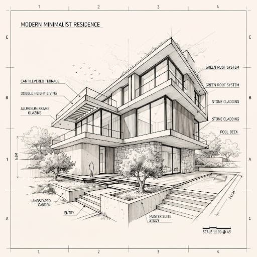 Modern Minimalist Residence Sketch